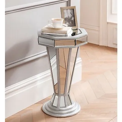 £114.99 • Buy Heptagon Venetian Mirrored Glass Pedestal / Plant Stand / Side Table