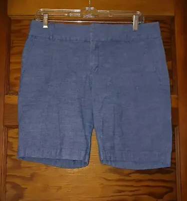 J Crew Chambray Blue Chino Shorts Womens Size 10 Pockets Cotton (#1768) • $12.99