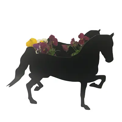 Horse Hackney Horse Garden Planter - Metal Outdoor Black Garden Ornament • £46.95