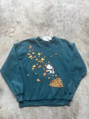 SNOOPY AND WOODSTOCK FALL LEAVES PEANUTS CREWNECK SWEATSHIRT Size Large • $50