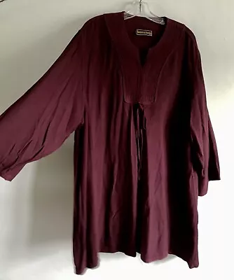 Hampstead Bazaar Red Burgundy Long Sleeve Cotton Blouse Top Dress  Size:l/ Xl • £22