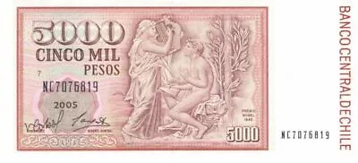 Chile - 5000 Chilean Pesos - P-155e - 20005 Dated Foreign Paper Money - Paper Mo • $25