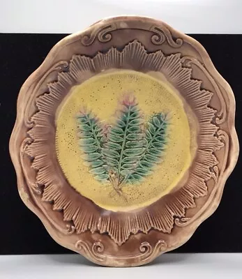 Antique 19th Century English Majolica Plate / Dish With Fern Leaf Decoration • $49.99