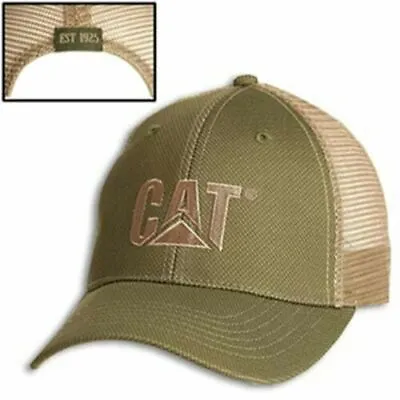 Caterpillar CAT Equipment Olive Green Tweed Twill & Tan Est. 1925 Mesh Cap/Hat • $21.95