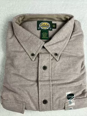 NWT VTG Cabela's Soft Chamois Shirt 2XL Oatmeal Med Wgt Cotton Button • $30.57