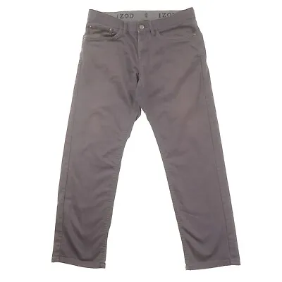 IZOD Regular Fit Straight Jeans Mens 32x29 Gray Elastic Waist • $17.99