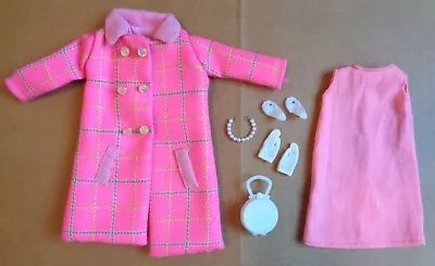 Vintage Jc Penney Barbie Clone Mod Pink Plaid Coat N Dress Outfit Complete ~nice • $89.99