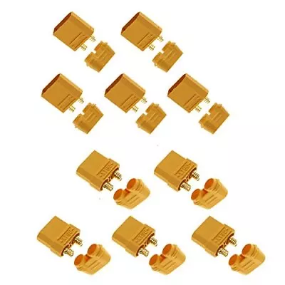 Amass - XT90 Male To Female Connector Plug 5 Pair Set - Gold Plated Spring Co... • $17.62