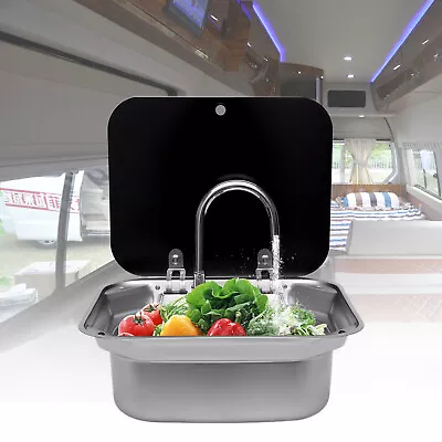 Stainless Steel RV Kitchen Sink Unit Caravan Camper Hand Wash Basin & Faucet • $148.53