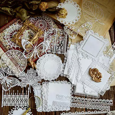 Vintage Lace Material Pack [10 Pieces] |Junk Journal Scrapbooking Ephemera Paper • $9