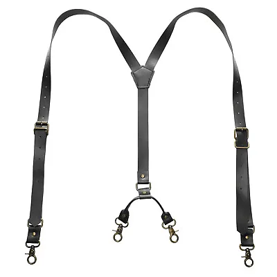 Buckles Suspenders Straps Heavy Duty Suspenders Adjustable Rivets PU Leather New • $15.34
