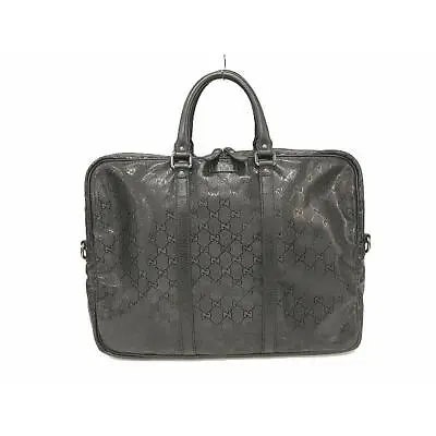 GUCCI Implement GG Pattern Briefcase Business Bag Black Men Handbag PVC Leather • $389.10