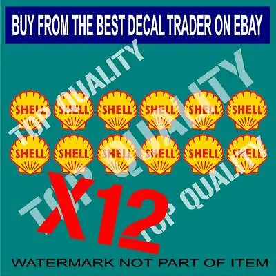 VINTAGE SHELL GASOLINE OIL Decal Sticker X12 Vintage Man Cave Garage Stickers • $3.91