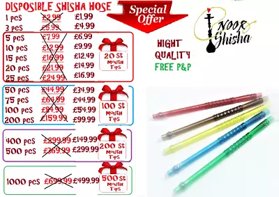 Disposable Shisha Hookah Hose  High Quality + Free Mouth Tips • £6.99