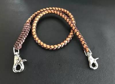 Handmade Wallet Chain - Biker Chain Genuine Leather Graphit - Beige 8 Mm • $32