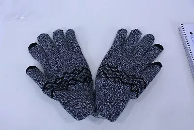 Gloves Men's Knit Faux Fur Lined Black / White Cold Weather Gloves L / XL • $7.25