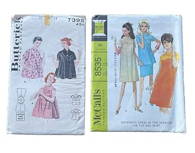 2 VTG 60s MOD MATERNITY Butterick SZ 14 Smock Dress Skirt Sewing Patterns Retro • $13.90