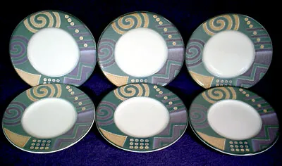 6 MIKASA Intaglio LIFE STYLE Bread Butter BB 6.5  PLATE Set LOT Green CAC18 Geo  • $19.79