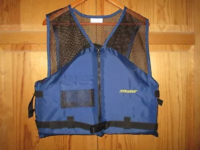 Stearns 2220 Type III Boating Vest Life Jacket PFD Adult Small Blue Black EUC • $23.99