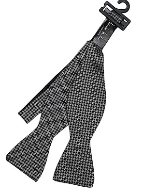 NICOLE MILLER Bow Tie Bowtie Silver Houndstooth Silk Blend Self-tied Adjustable • $15.90