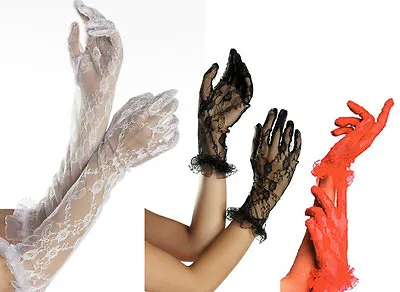 NEW Sexy BE WICKED Lace Ruffled PARTY Bridal GLOVES Madonna 80's Burlesque PUNK • $4.59