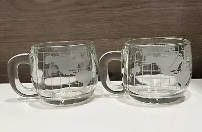 Vintage 1970s Nestle Nescafé World Globe Frosted Coffee Cups/Mugs Set Of 2 • $16.99