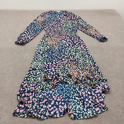 Nanette Lepore 12 Multicolor Floral Long Sleeve V Neck Layered Flare Maxi Dress • $28.88