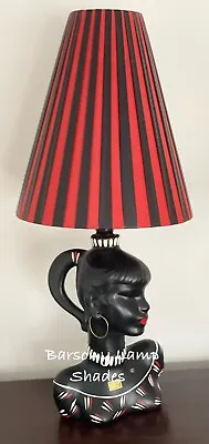 Plastic Ribbon Red & Black Striped Lampshade “medium Size* 4 Barsony Lady Lamp • $125