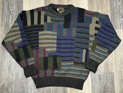 Vintage Boston Traders 100% Pure Wool Ski Grandpa Sweater Men’s Medium Colorful • $23.99