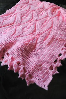 £52 • Buy Hand Knitted Baby Blanket Lace Shawl Christening Baptism Newborn Baby Gift Pink