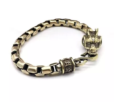 $11.76 • Buy 2022 New Brass Dragon Link Chain Bracelet Retro Dragon Head Hook Charm Bracelet