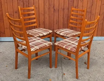 4x Dining Chairs Vintage Designer Chair Wood 60s Sprout Chair Danish 60s B • £280.55