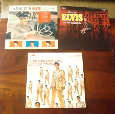 Elvis Presley. EX 3 LP Lot. Memphis. 50.000000. A Date With Elvis. Mono. No Bar • $20