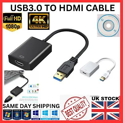 £7.90 • Buy USB 3.0/2.0 To HDMI Audio Video Adaptor Converter Cable For PC Laptop HDTV 1080P