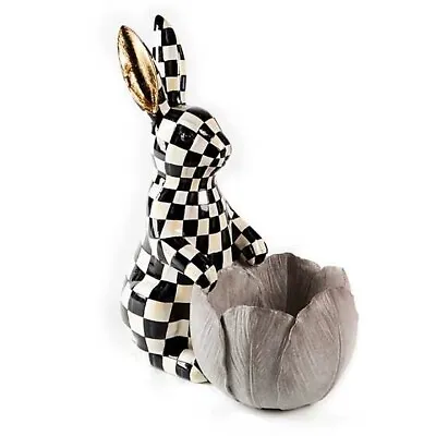 Brand New Mackenzie Childs Courtly Check Bunny Flower Pot • $149