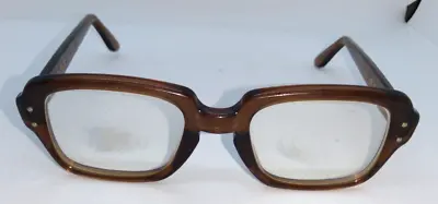 Vintage USS 4 1/2 - 5 3/4 Eyeglass Frames Brown Square Rim 48-20-135 • $24.95