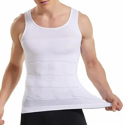 Men Slimming Body Shaper Belly Tummy Control Compression Vest Underwear Shirt Uk • £7.99