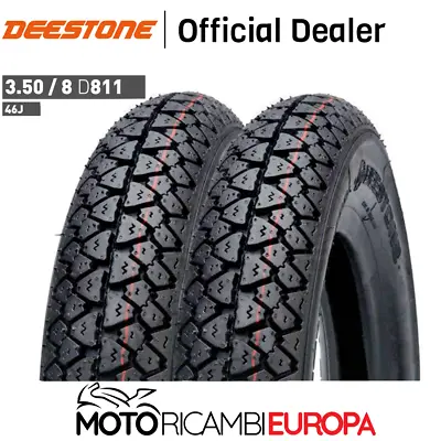 Pair Kit 2 Tires Vespa 3.50-8 Deestone 46j D811 Tire Cover • £31.99