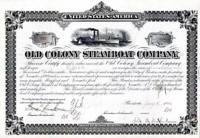 Old Colony Steamboat Co. - $7000 Bond - Shipping Bonds • $145