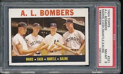 1964 Topps AL Bombers (Mickey Mantle/Roger Maris/Norm Cash/Al Kaline) #331 PSA 8 • $550