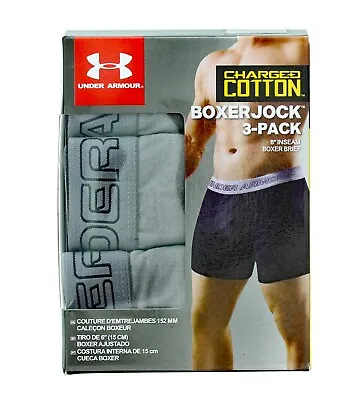 Under Armour Men's 3-Pack Boxerjock Charged Cotton Stretch Briefs Underwear • $29.99