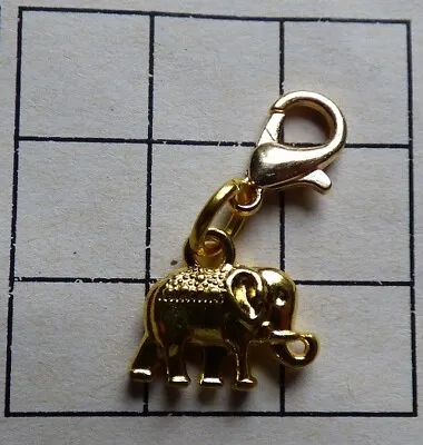 Vintage Tibetan Clip On Gold Charm Zip Bracelet Cute Elephant Clip On • £2.95