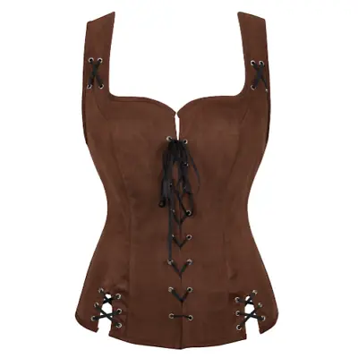 Gothic Steampunk Corset Bustier Corsets Medieval Straps Vest Bodice Plus Size • $31.46