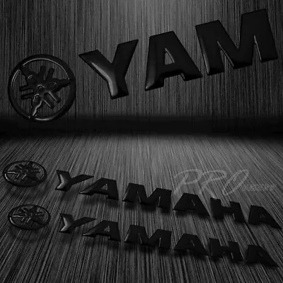 2x 8 X 1.25  3D Emblem Decal Logo+Letter Polished/Gloss Sticker For Yamaha Black • $11.78