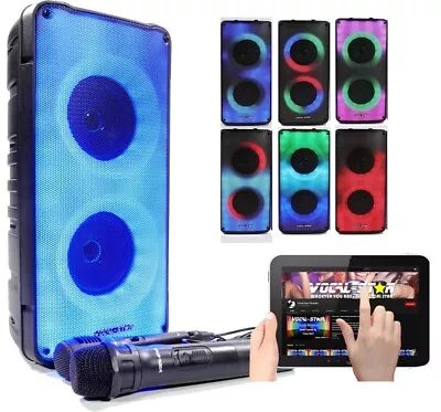 £60 • Buy Vocal-Star VS-355BT Portable Bluetooth Karaoke Machine  Led Light Effects 2 Mics