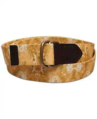 Sun + Stone Men's D-Ring Web Belt With Faux-Leather Trim Yellow Medium (34-36) • $8.99