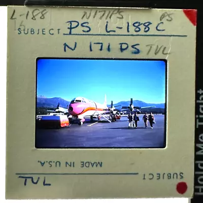 Pacific Southwest Airlines PSA L-188C Airplane 35mm Slide Lake Tahoe TVL • $29.95