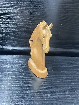Horse Head Sculpture Wood Carving Handmade Statue Animal Figure • £19.99