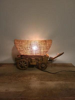 $109.99 • Buy Vintage Wood Western Covered Wagon Table Lamp