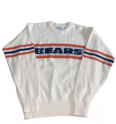 VTG 80s Chicago Bears Mike Ditka Wool Blend Sweater Cliff Engle Large USA Ivory • $99.97